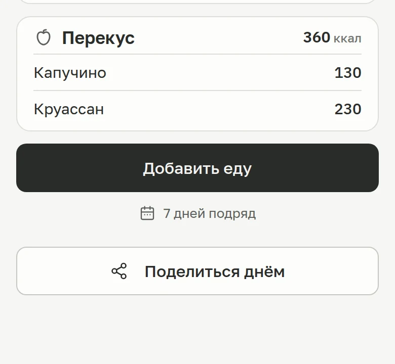 Экран «Сегодня»: перекус записан